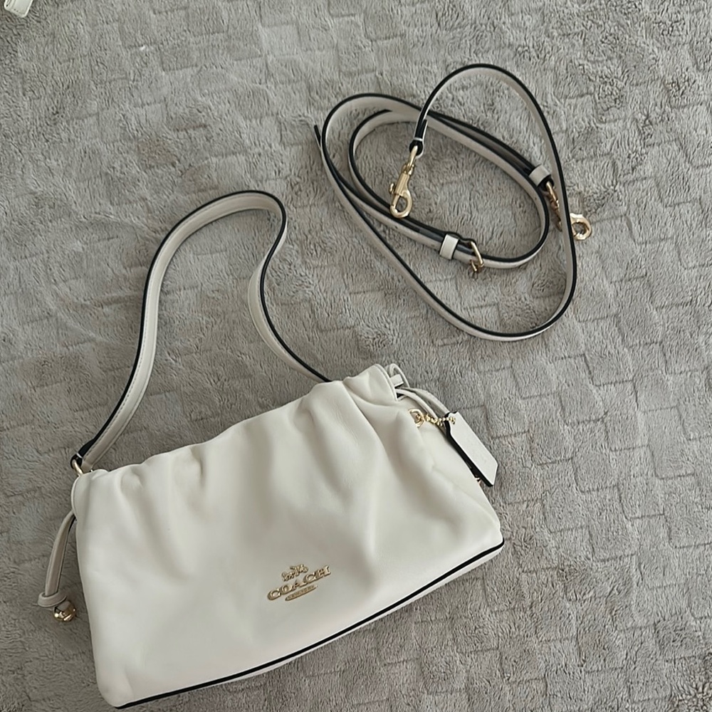 Coach Faye Shoulder Bag with Ruching - White